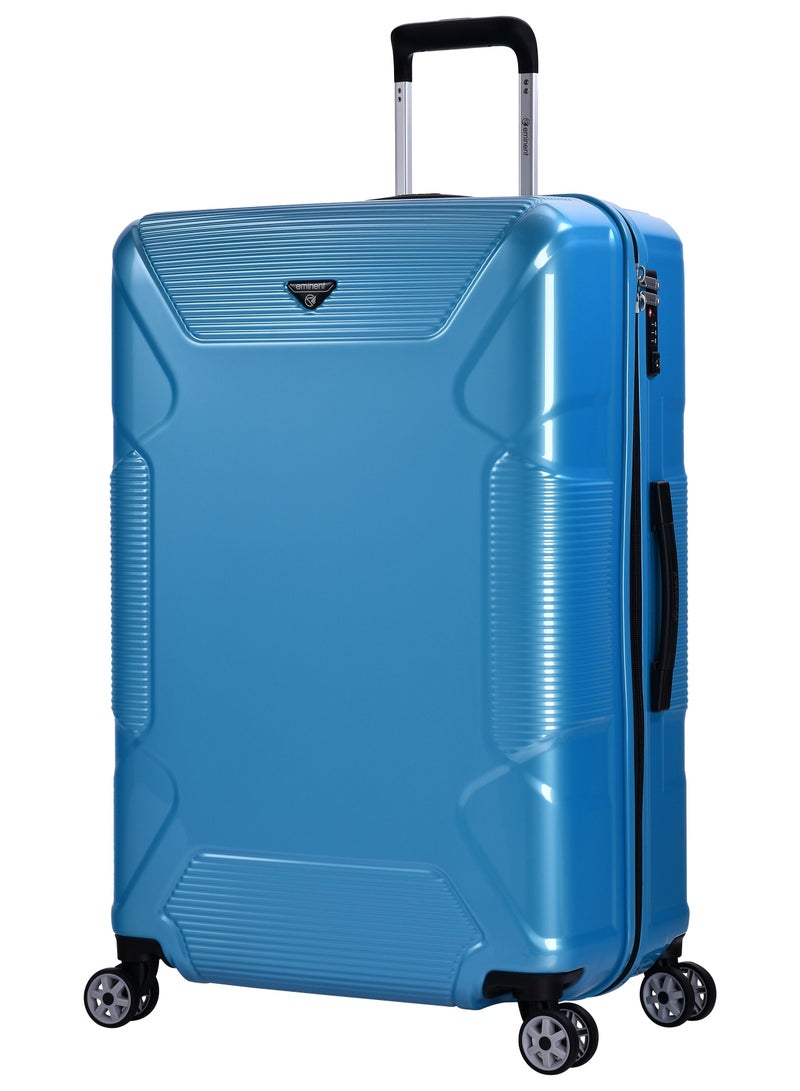 Hard Case Travel Bag Large Luggage Trolley Polycarbonate Lightweight Suitcase 4 Quiet Double Spinner Wheels With Tsa Lock KJ84 Bright Blue