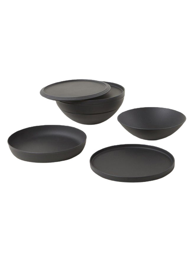 7-Piece Iconic La Boule Dinner Set Black 23.9 x 23.3cm