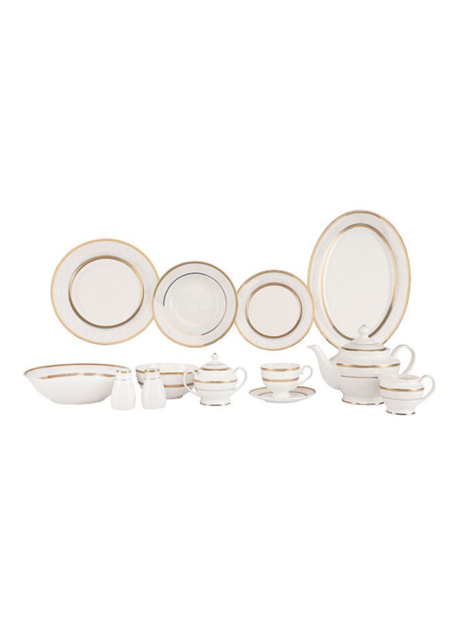 Royalford 83 Piece Premium Bone China Dinner Set- RF11047| Includes Oval Plates, Dinner Plates, Soup Plates Premium