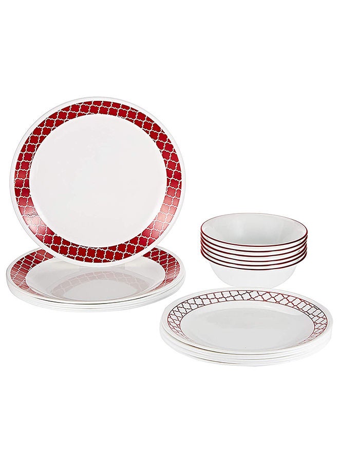 18-Pieces Livingware Crimson Trellis Dinnerware Set