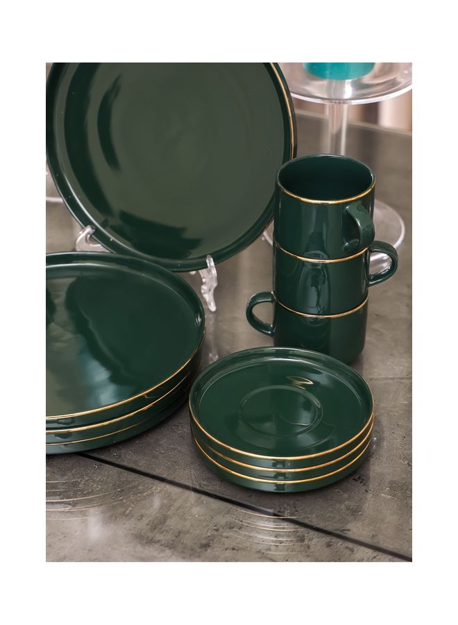 20-Piece Fine Bone Dinner Set Includes Dinner Plates Salad Plates Salad Bowls Cups And Saucers Green