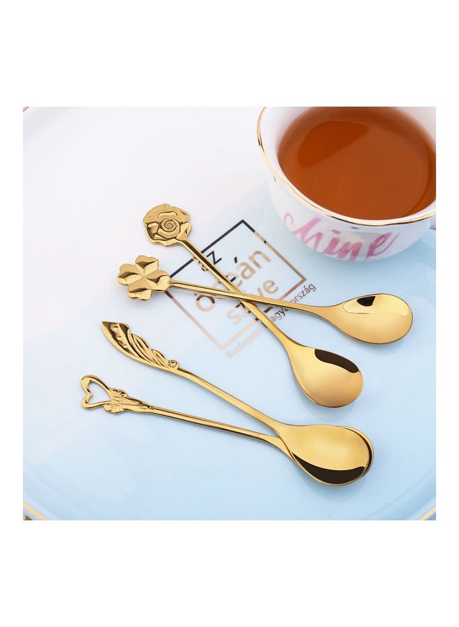 4-Piece Stainless Steel Spoon Gold 12.5cm