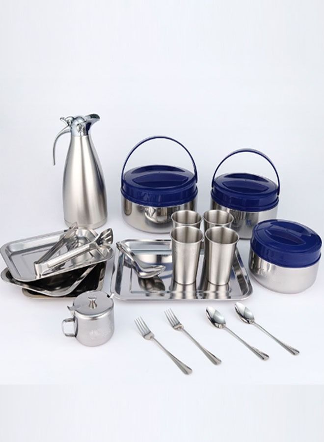 19-piece Stainless Steel Insulation Tableware Set with Kettle