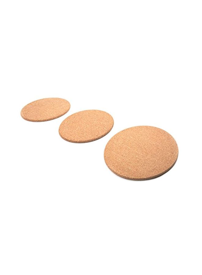3-Piece Cork Trivet Set Brown
