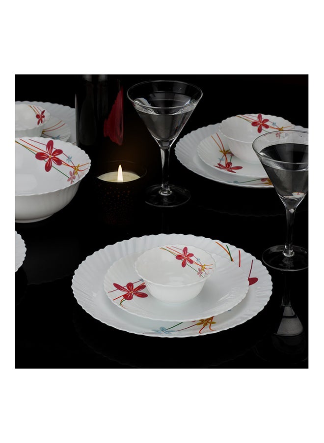 50 Pcs Opalware Dinner Set, RF10200 | Assorted Design | Lightweight, Beautiful Design Opal Dishes Sets Service for 6 Pink/Blue