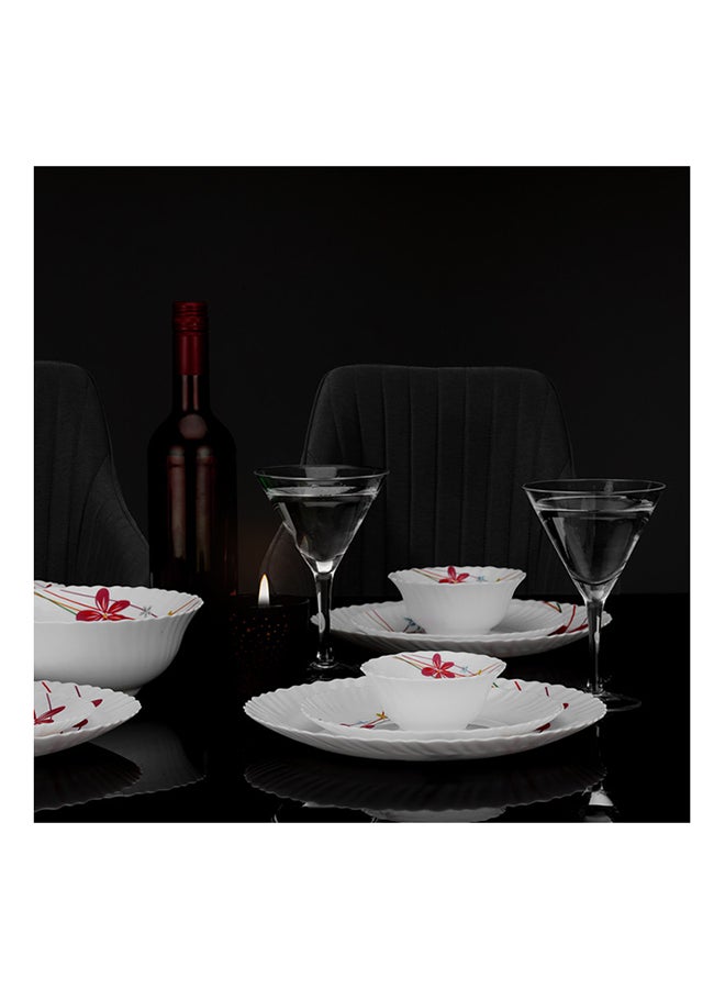50 Pcs Opalware Dinner Set, RF10200 | Assorted Design | Lightweight, Beautiful Design Opal Dishes Sets Service for 6 Pink/Blue