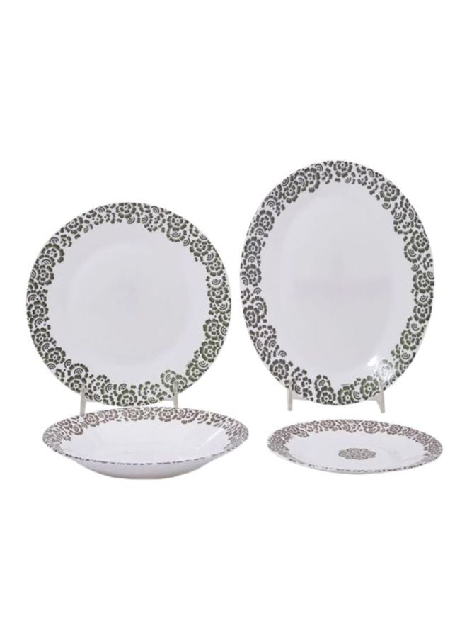 19-Piece Essence Matiz Dinner Set White/Green/Red 21x36x28.6cm