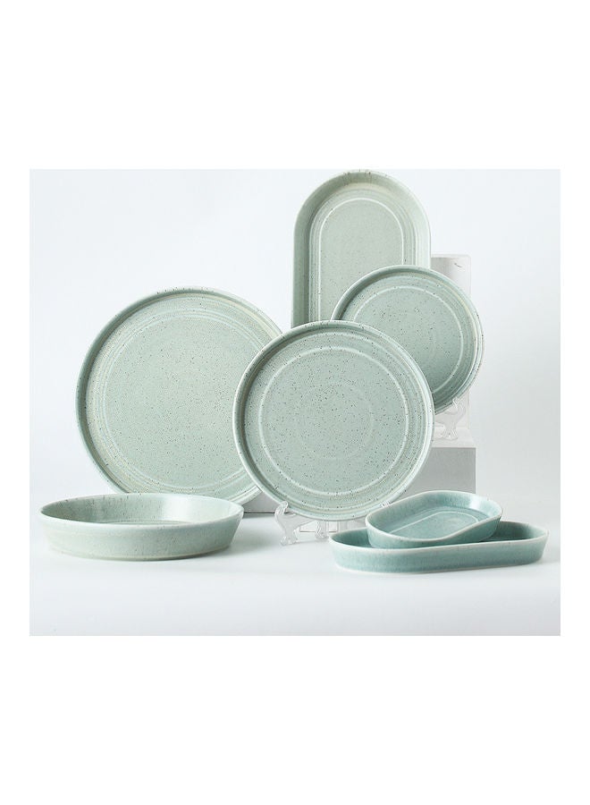 7-Piece Ceramic Dinnerware Set Green 42 x 27 x 15cm
