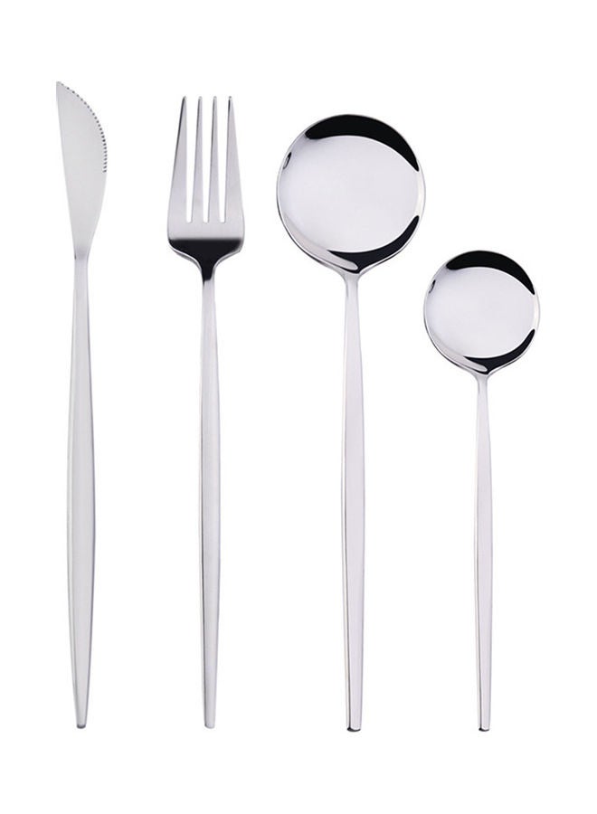 4-Piece Mirror Polished Cutlery Set Silver