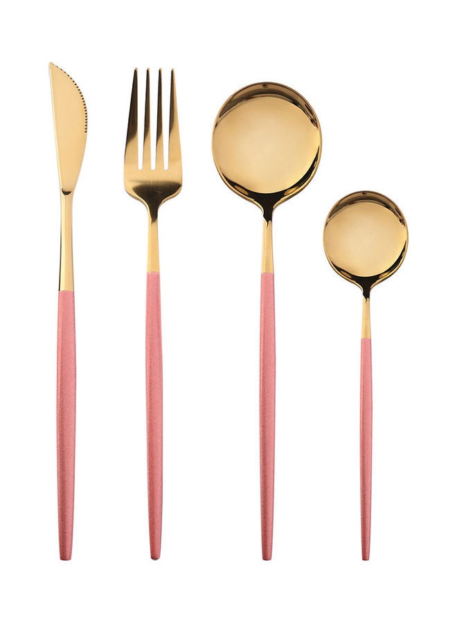 4-Piece Mirror Polished Cutlery Set Pink/Gold