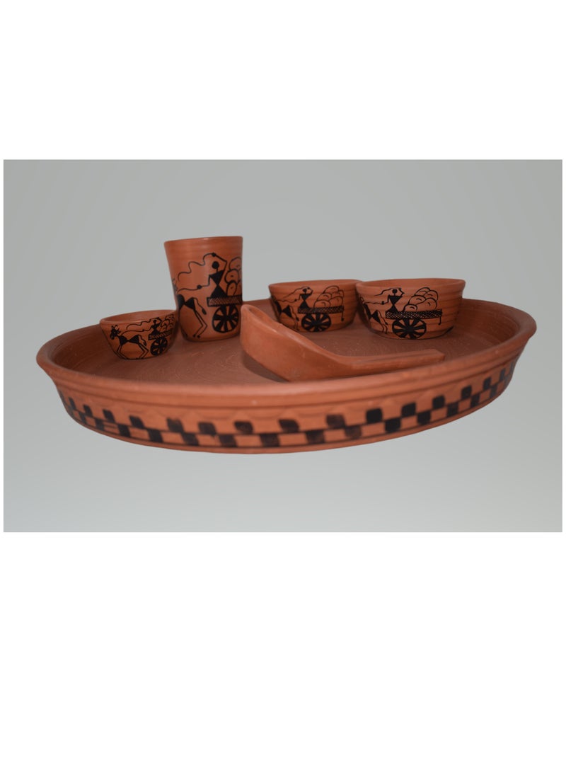 MITTI COOL Handcrafted Natural Clay Craft Dinner Set for Everyday Elegance and Enhanced Dining Experience