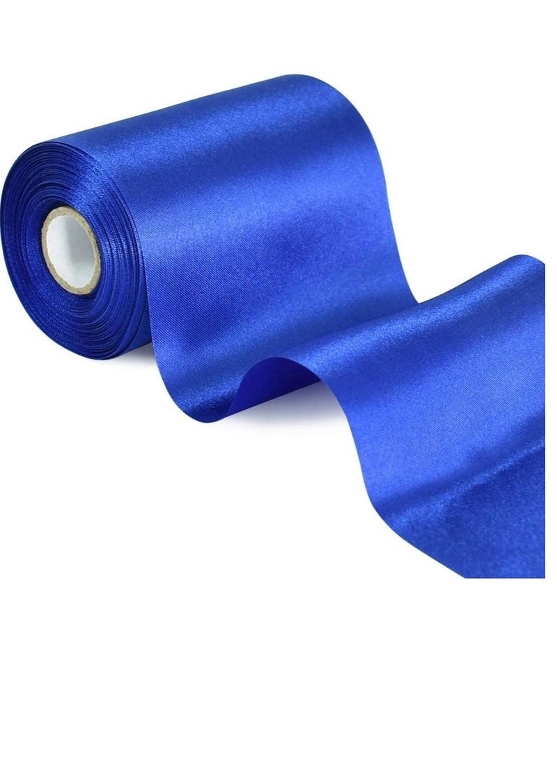 Blue Ribbon, Solid Color Fastener Double Sided Ribbon, Large Ribbon for Car Bow Sewing Craft Gift Wrapping Wedding Party Decor, Opening Ceremony Kit Grand Opening Chair Sash Ornament (4