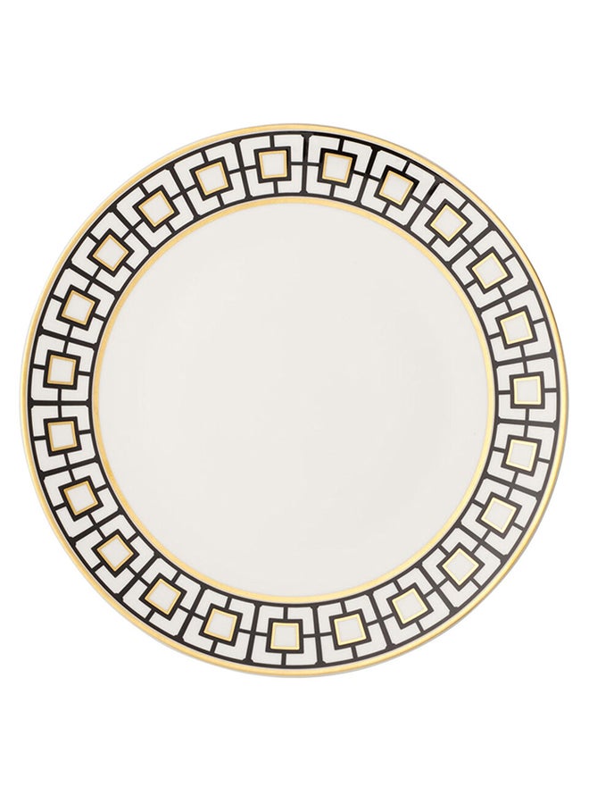 6-Piece Metro Chic Dinner Plate Set White/Black/Gold 27.2cm