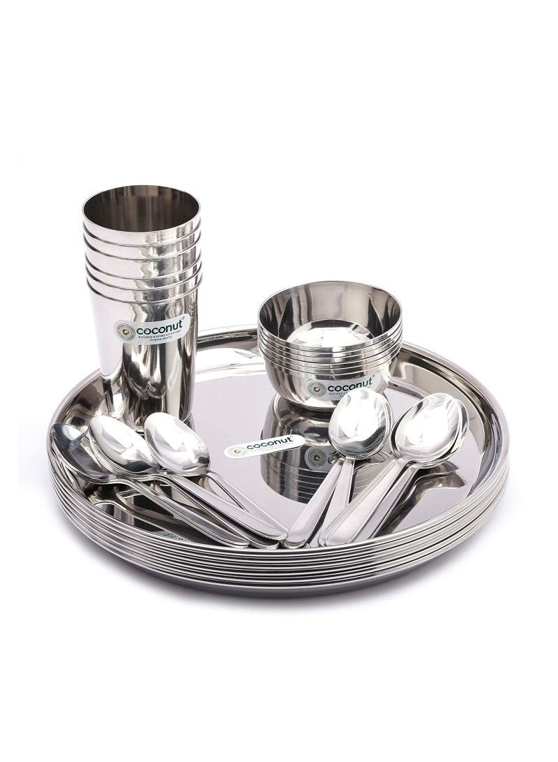 Stainless Steel Heavy Guage Mirror Finish Happy Dinner Set Serveware 30Pcs