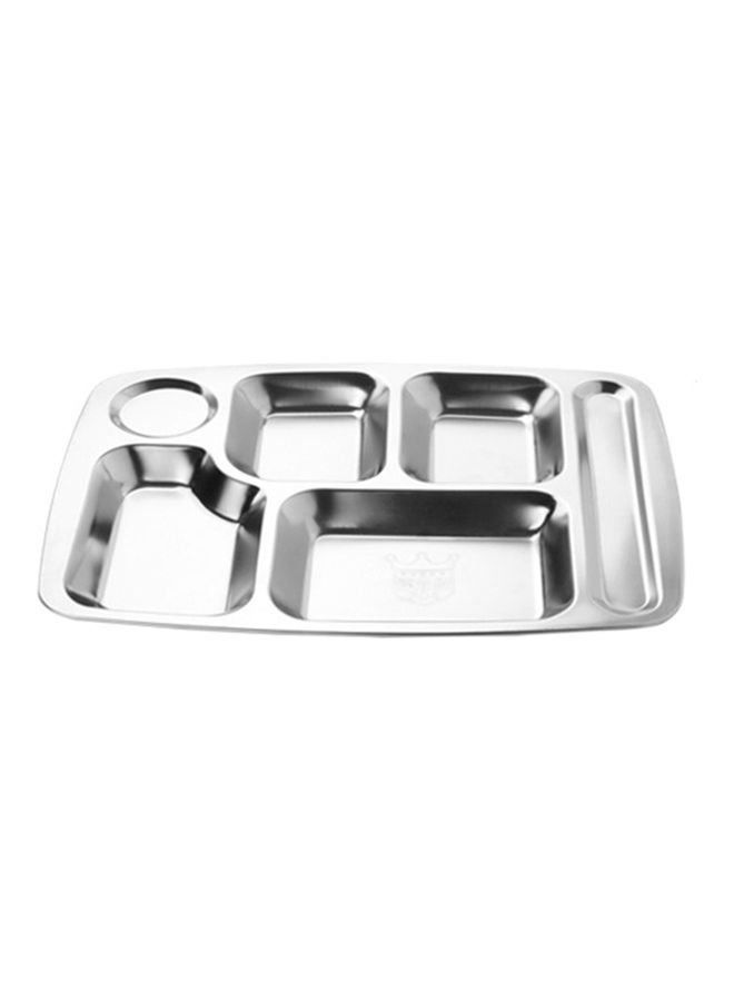 Divided Plate Meal Tray Silver