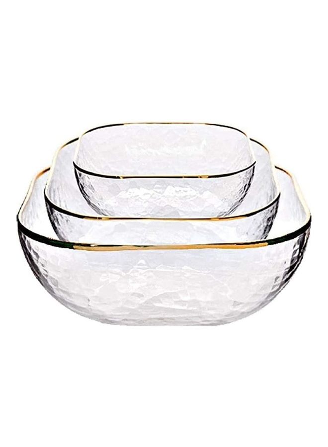 3-Piece Creative Fruit and Vegetable Phnom Penh Glass Bowl Clear/Golden 280, 550, 1100ml