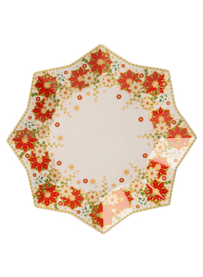 Festive Poinsettia Plate Multicolour 32cm
