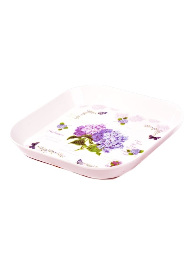Melamine Square Plate White/Purple/Green 18centimeter