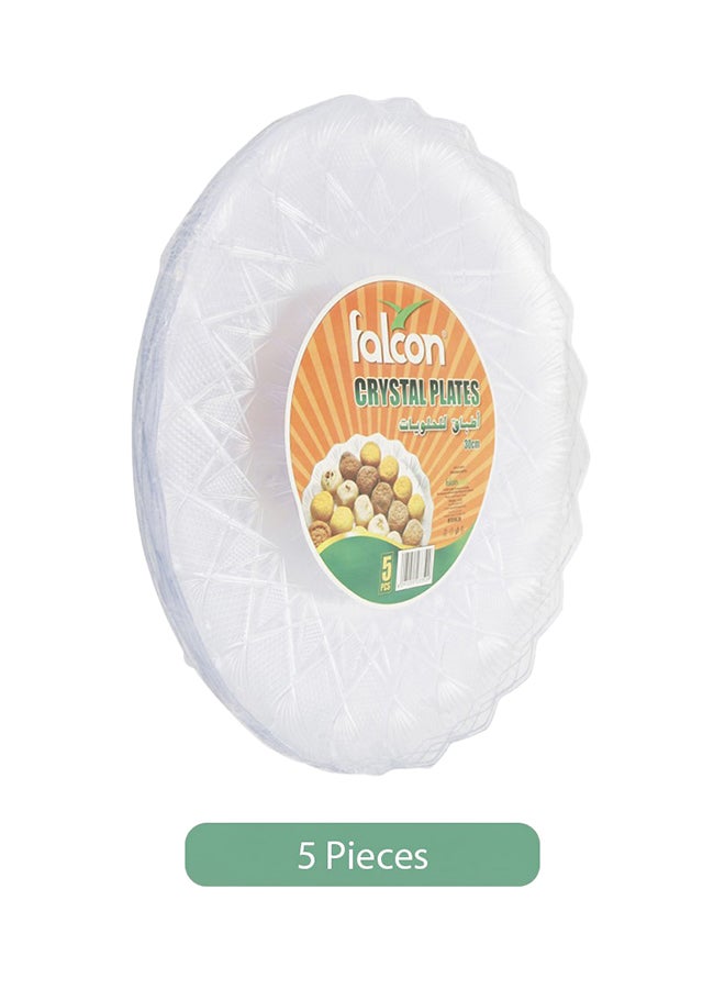 5-Piece Round Crystal Plate Clear 30cm