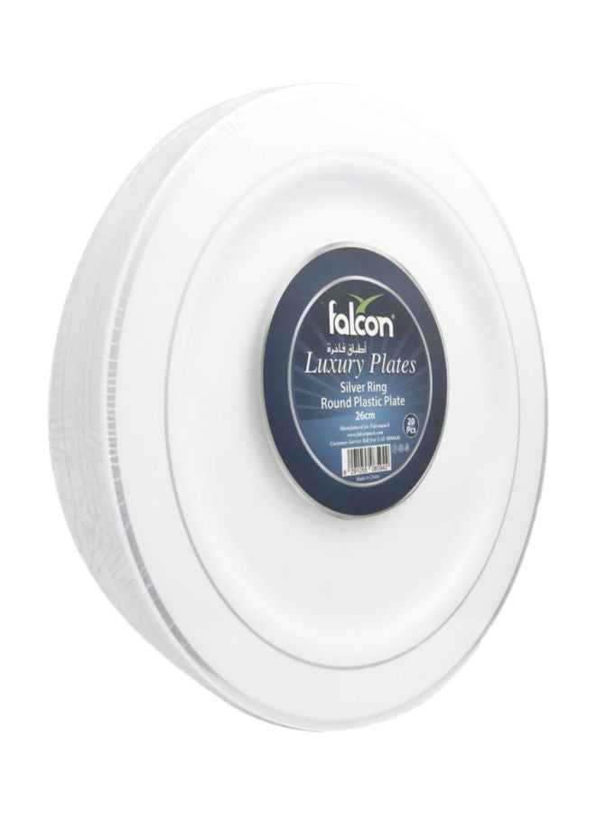 20-Piece Round Plate Set White 26cm