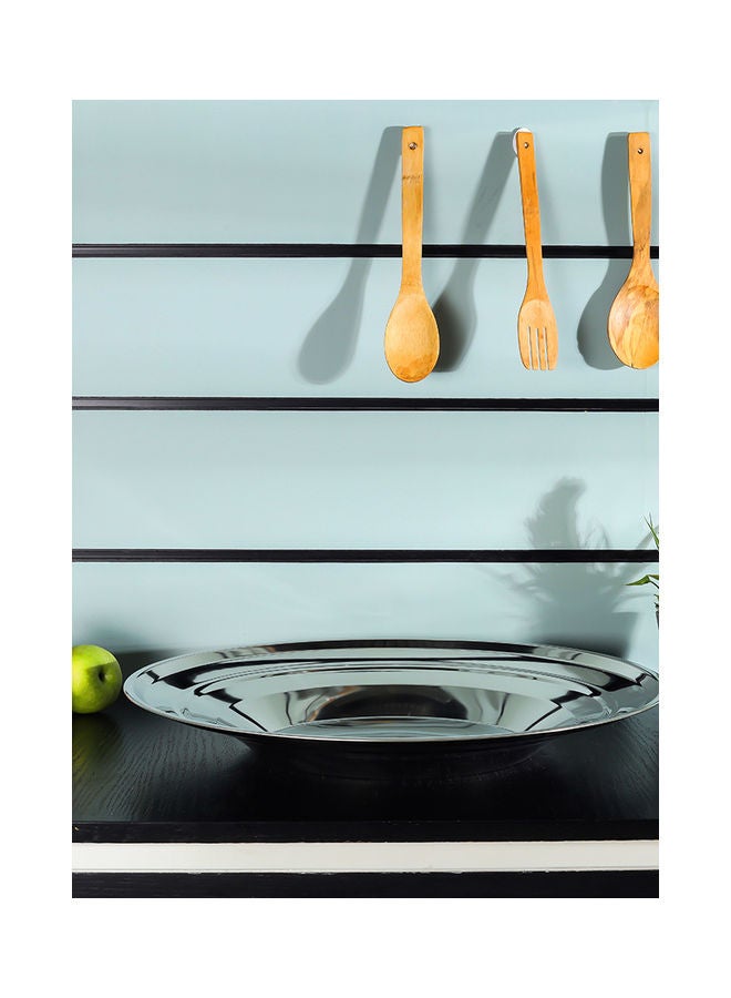 Premium-Quality Light-Weight and Food-Grade Stainless Steel Plate| Elegant and Durable with a Mirror-Finish Body| Perfect for Serving Food| Silver Silver 60cm