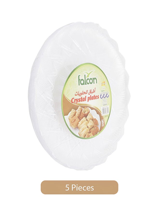 5-Piece Round Crystal Plate Clear 27cm