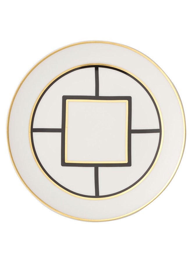 6-Piece Metro Chic Dessert Plate Set White/Black/Gold 22cm