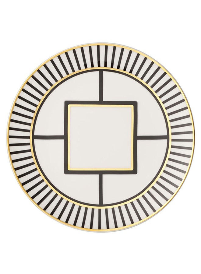 6-Piece Metro Chic Dessert Plate Set White/Black/Gold 21.9cm