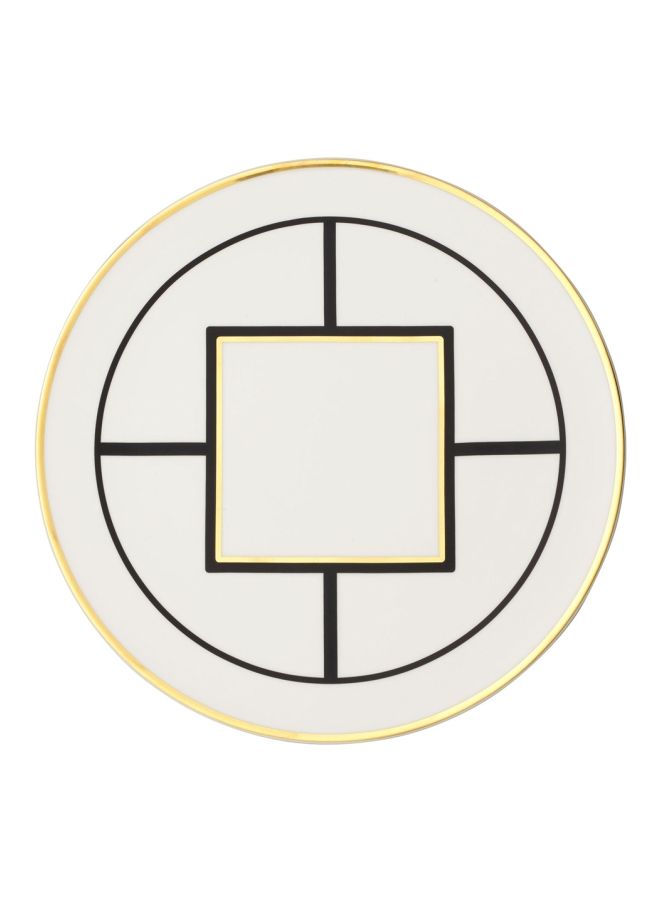Metrochic Cakeplate White/Gold/Brown 33cm