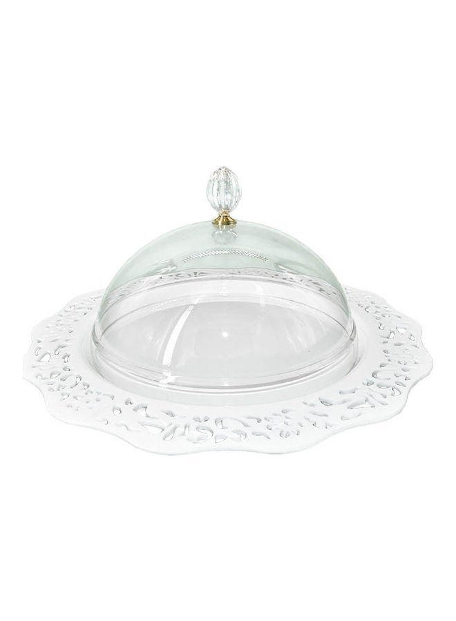 Round Cake Server With Lid Clear 43 x 42 x 14cm