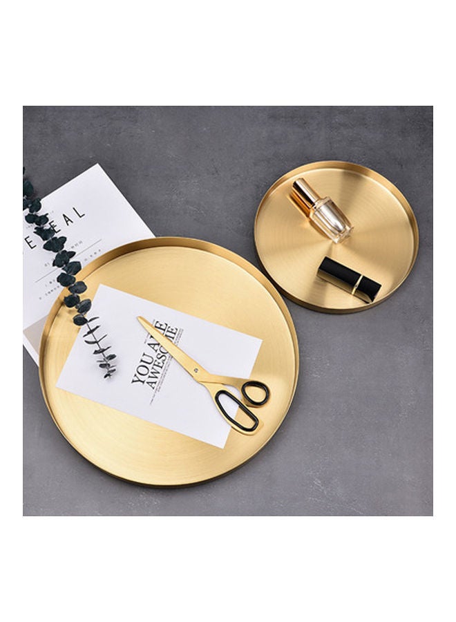 European Style Golden Stainless Steel Circular Tray Gold 30cm