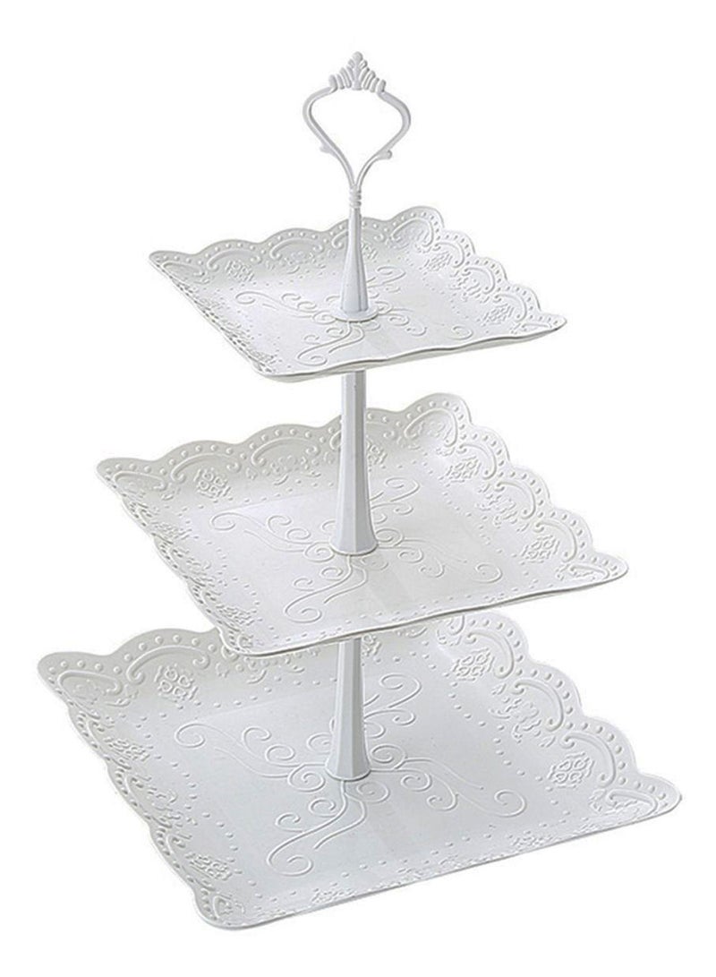 3-Layer Snack Tray Stand White
