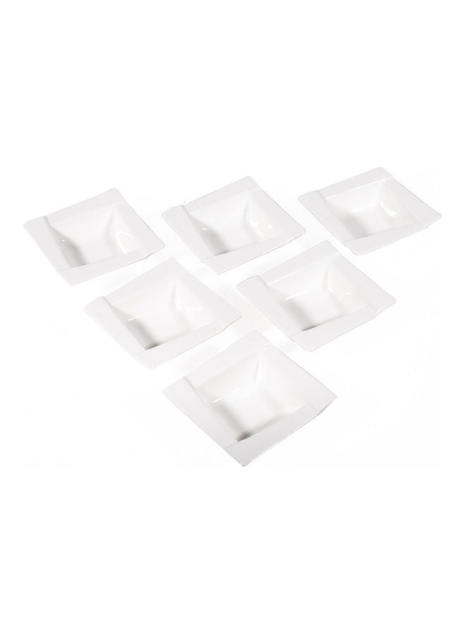 6-Piece Square Appetizer Bowl With Rim Set White