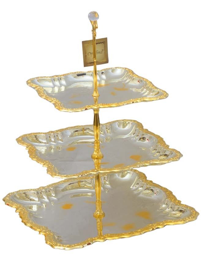 6-piece sweet plate gold, silver  Big 33x33x1, Medium 28x28x1, Small 23x23x1cm