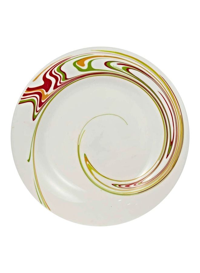 Pack Of 6 Psyche Dessert Plates White/Red/Green 19cm