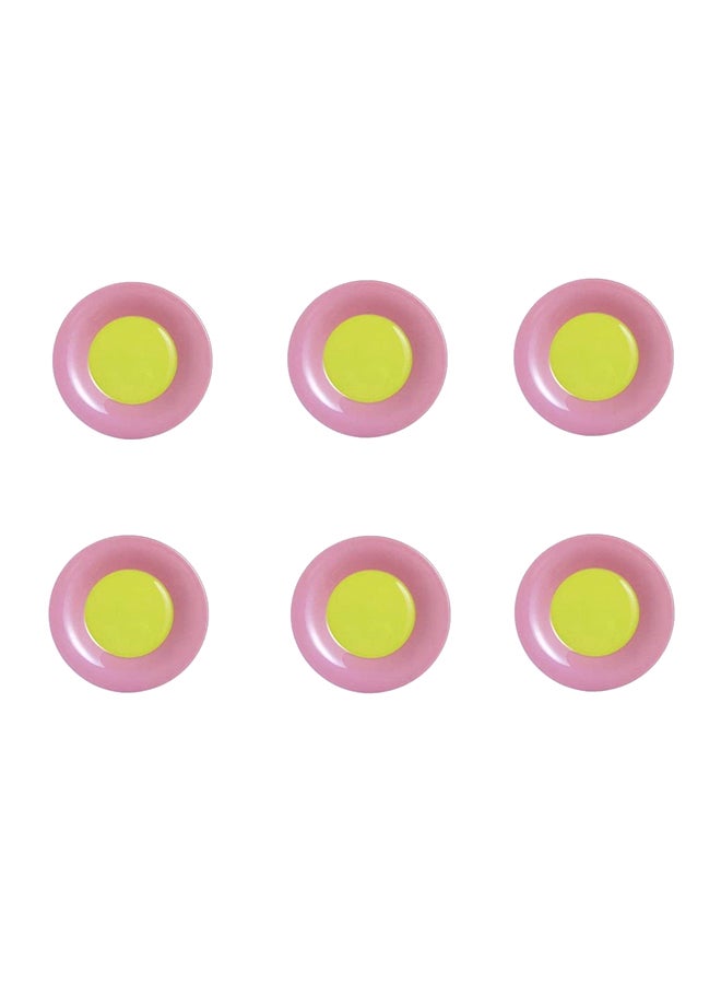 6-Piece Dessert Plate Pink/Yellow 19cm