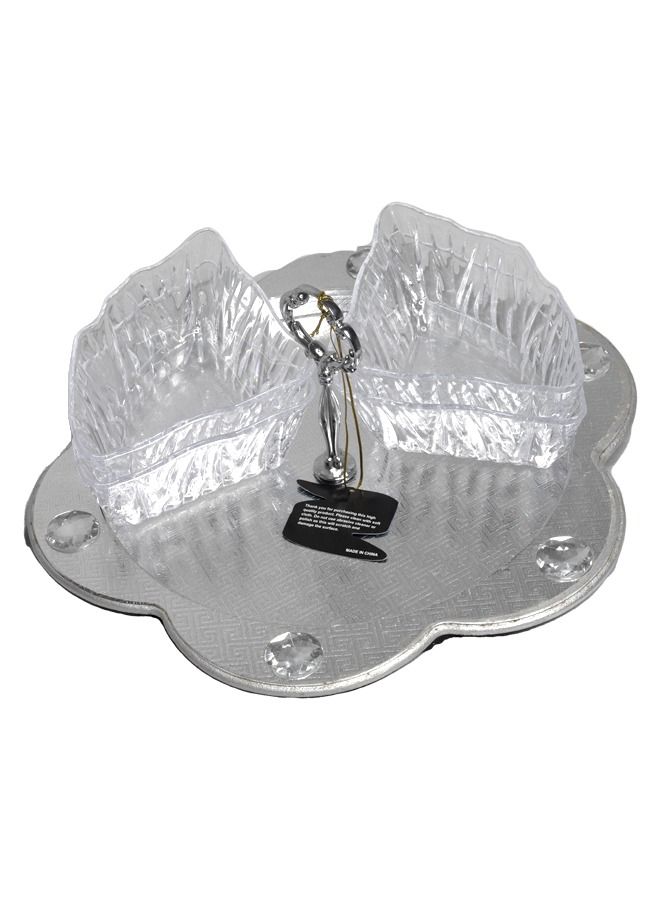 5-piece round Candy plate 4 section silver