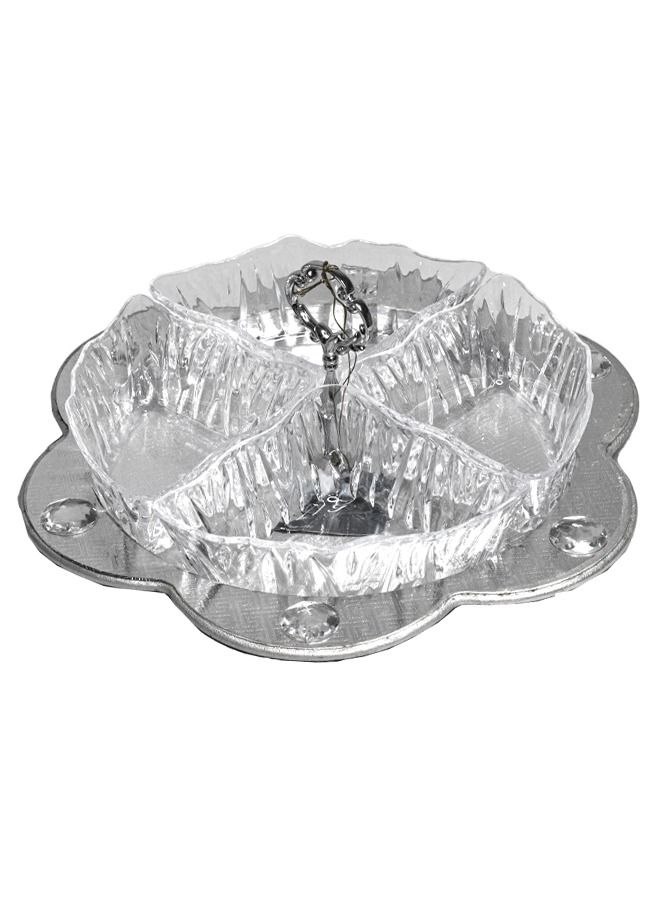 5-piece round Candy plate 4 section silver
