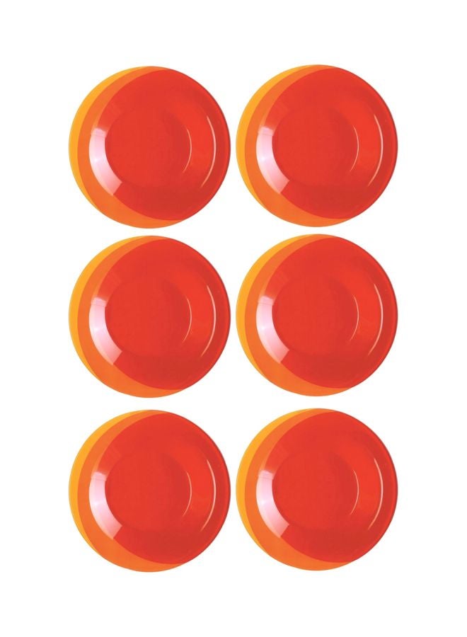 6-Piece Hawai Dessert Plate Set Red/Orange/Yellow 6x19cm