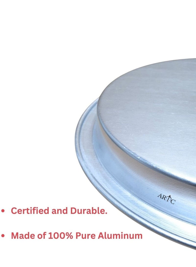 ARTC 4 Pieces Premium Thick High Grade Round Kunefe And Sweet And Dessert Cooking And Serving Plate Silver