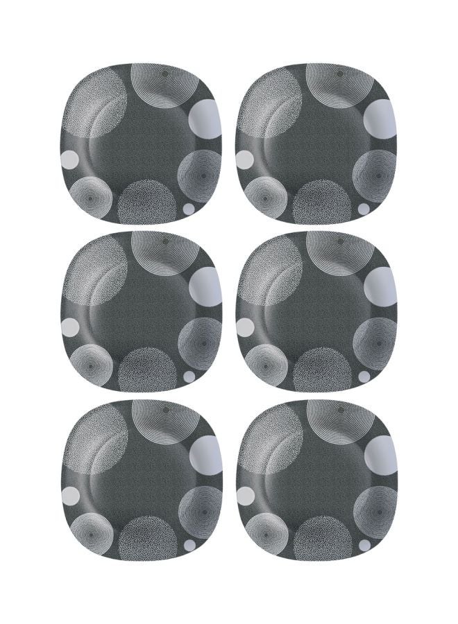 6-Piece Printed Dessert Plates Black/White 6x19cm