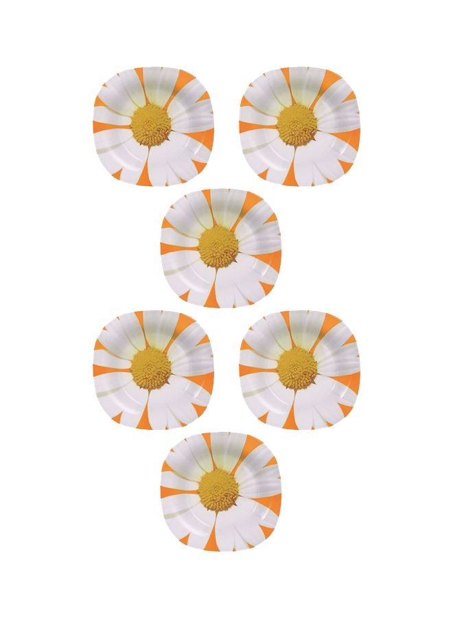 6-Piece Paquerette Melon Dessert Plates White/Yellow/Orange 19cm