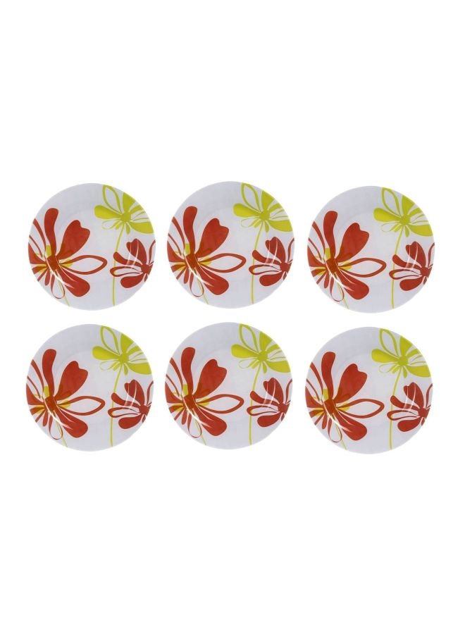 6-Piece Pop Dessert Plates White/Red/Green 19cm