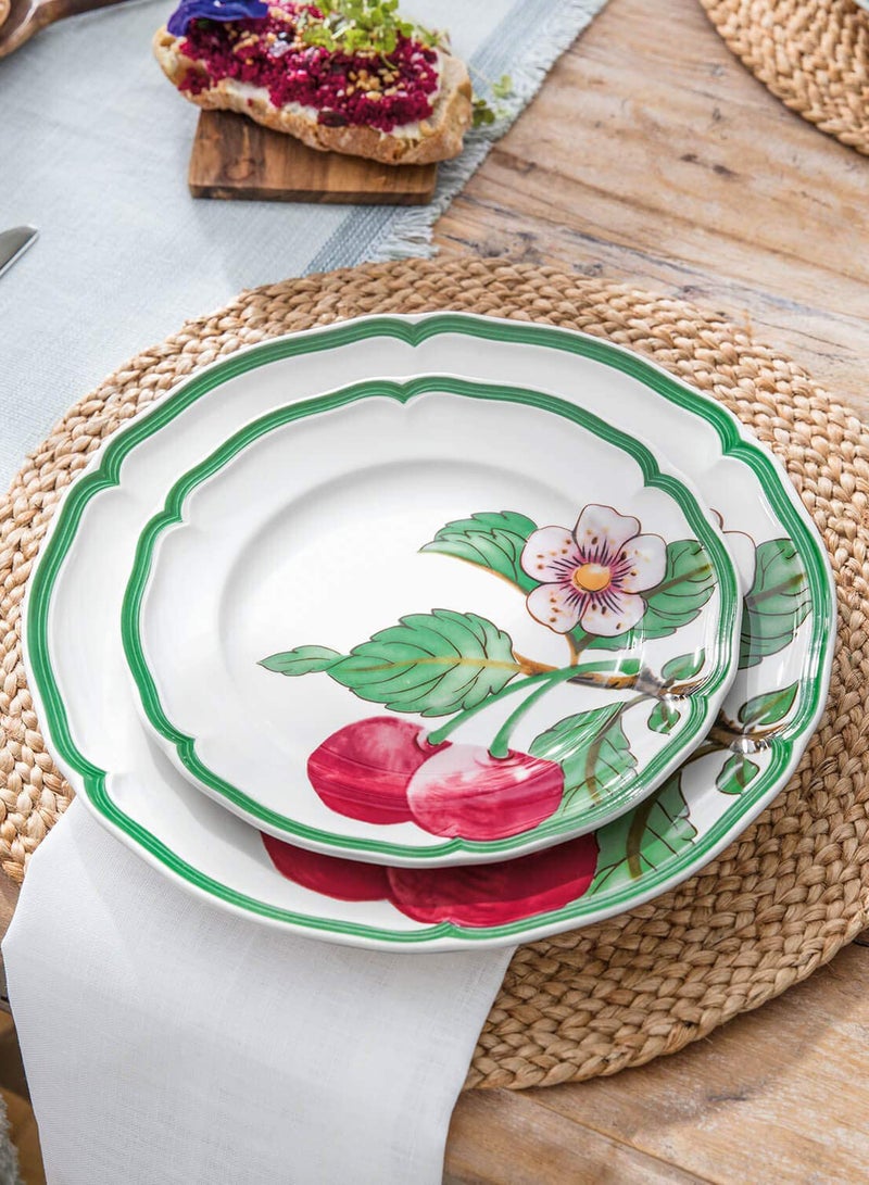 4-Piece French Garden Fruit Printed Salad Plate Set Multicolour 26cm