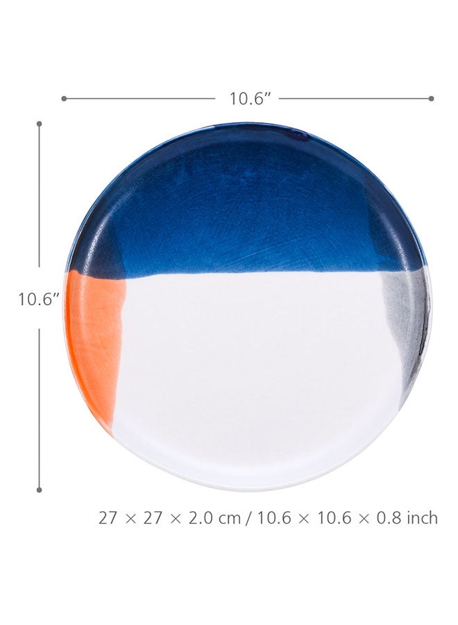 Porcelain Dessert Salad Plate Blue/White/Orange