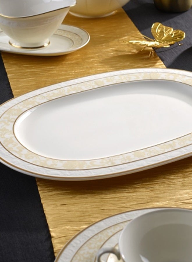 Ivoire Oval Shaped Serving Platter White/Beige 41cm