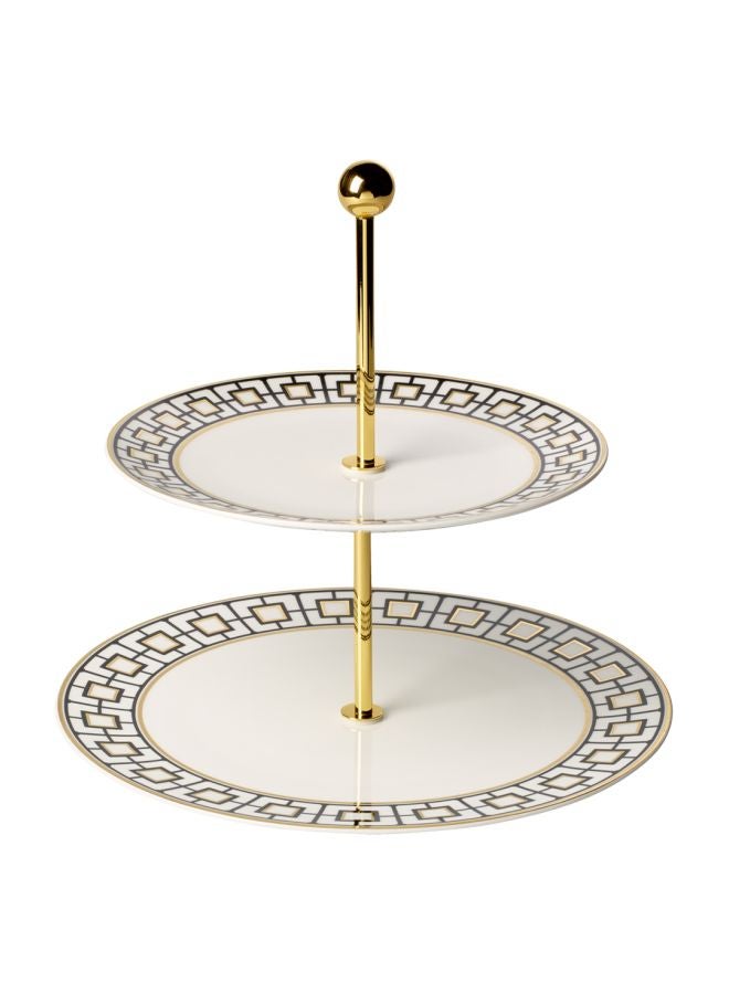 2-Layer Metrochic Serving Platter White/Black/Gold