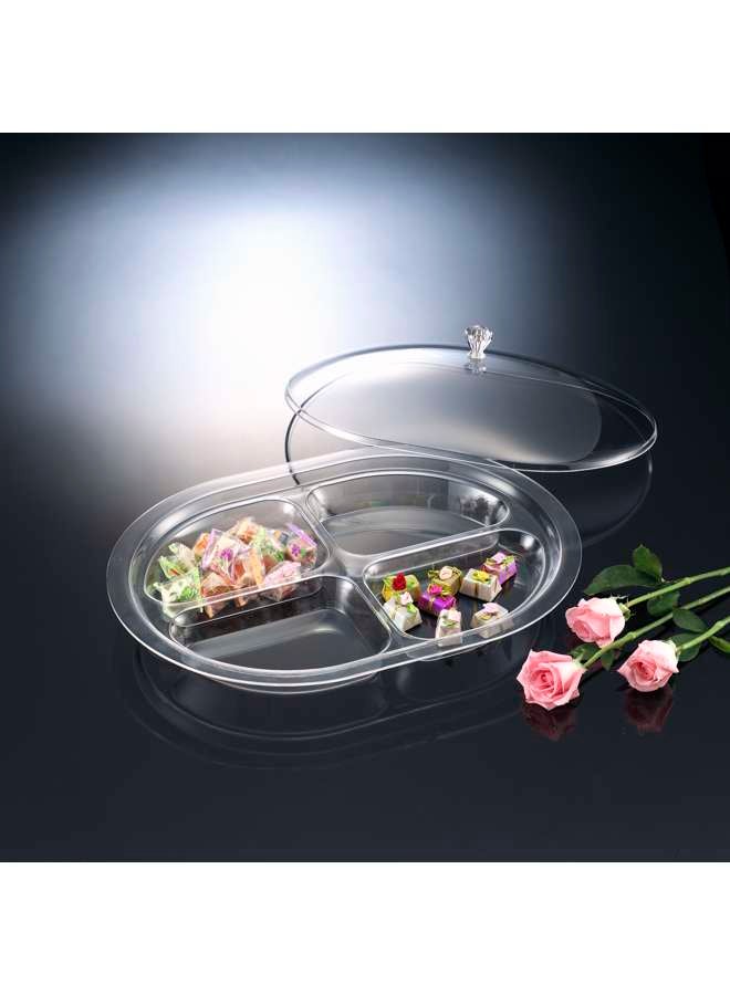 Acrylic Oval 4 Compartment Serving Set 33 cm