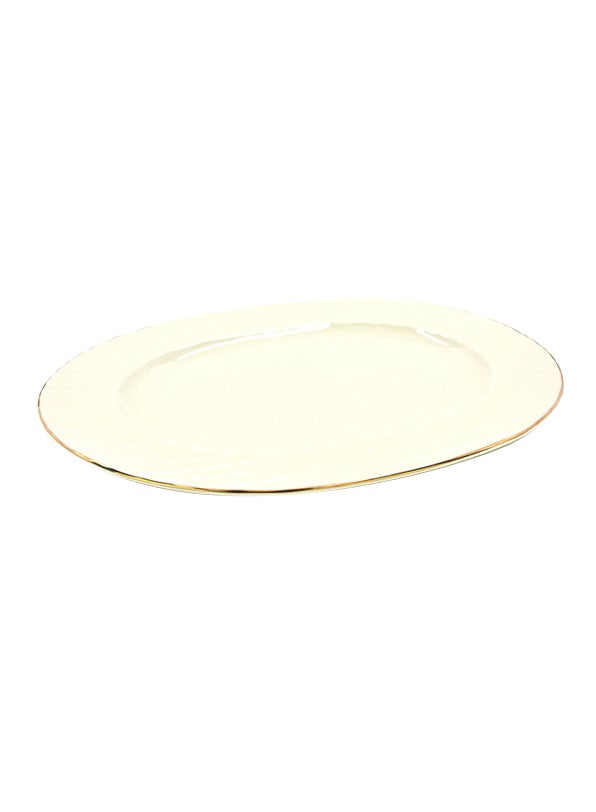 Qualitier Oval Shaped Platter Gold/White 34cm