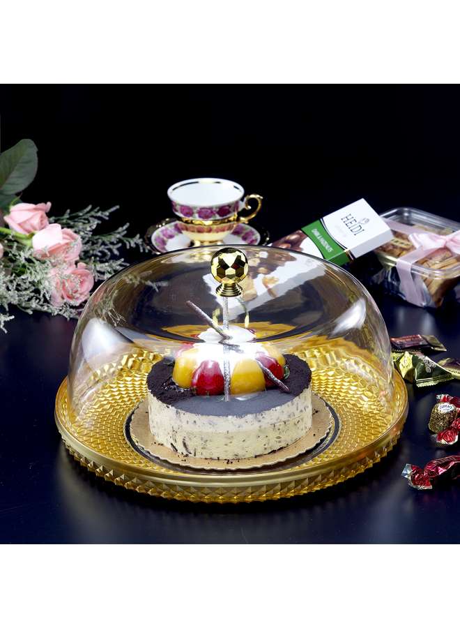Acrylic Diamond Round Cake Set Gold 32.5 cm